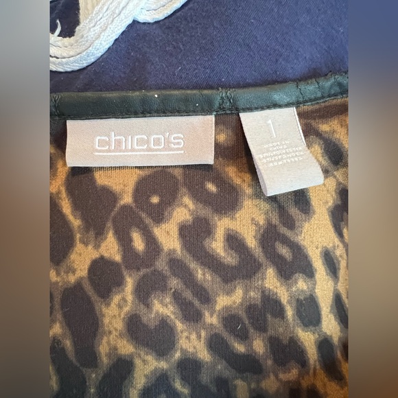 Chico’s Size 1 Open Front Cardigan With Trim, Animal Print - Picture 2 of 7